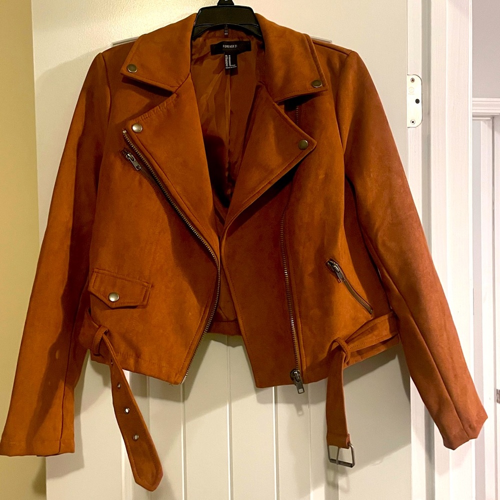 NWOT Tan Forever 21 Faux Suede Jacket Sz M